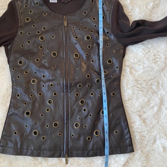 Color Works Leather/Rayon Brown Sweater, Size Small - Picture 13 of 13